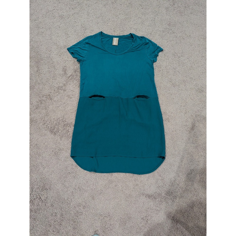 Dolan Left Coast Collection Teal V Neck Pocket Tunic Dress Size L